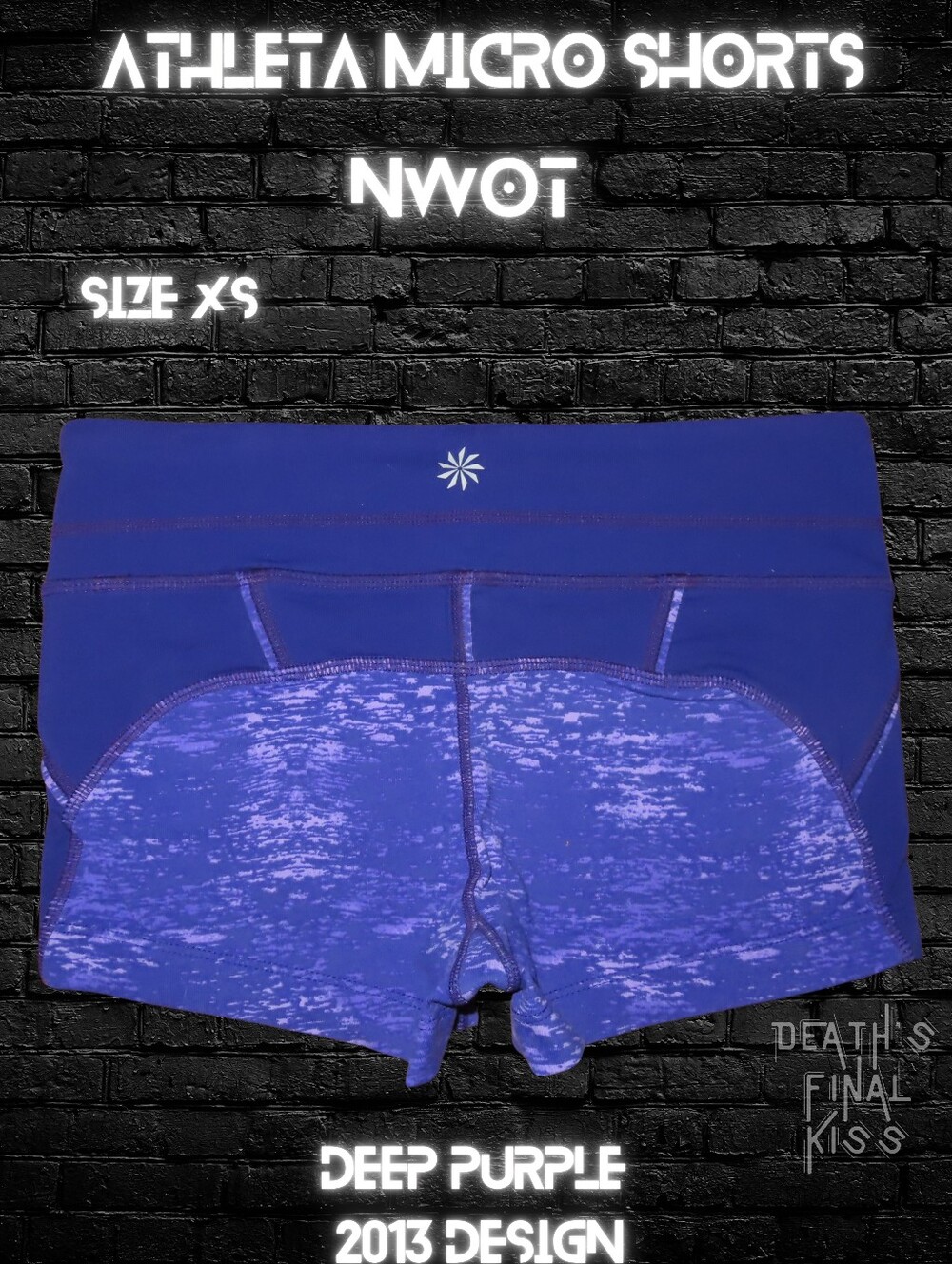 Athleta Deep Purple Athletic Booty Shorts XS Roller Derby Dance Gymnastics Micro